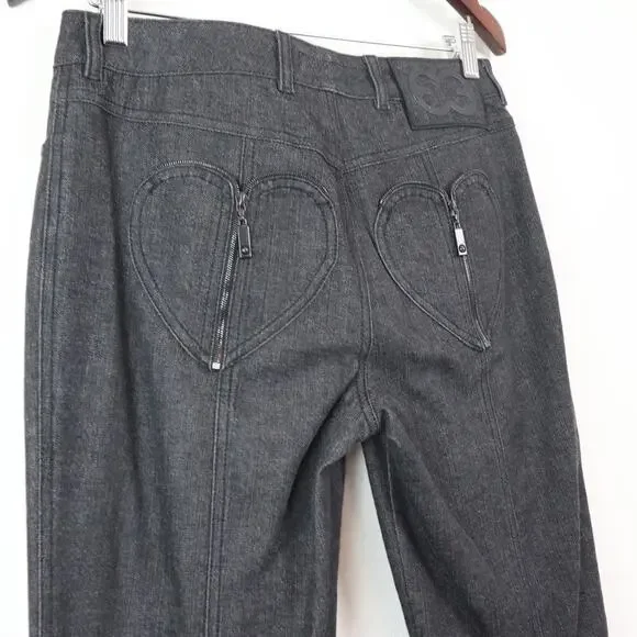 Escada Size US 8 | DE 38 Straight Leg Jeans Heart Zipper Pocket Black - Picture 7 of 11